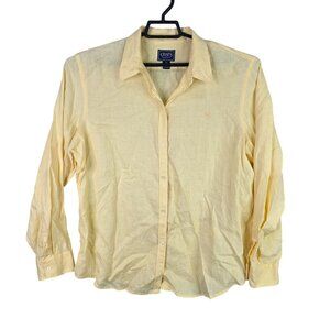 Mens Chaps Classics Yellow 100% Linen Shirt Long Sleeve Button Up Lightweight XL